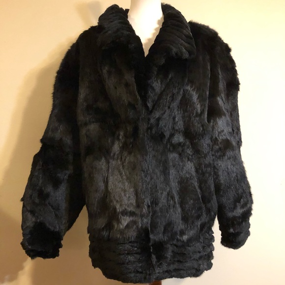 Elan Jackets & Blazers - Vintage Genuine Rabbit Fur Luxury Black Coat